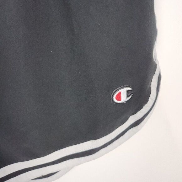 Champion Black White Stripe Elastic Waist Varsity Shorts Running Shorts Womens L - Picture 2 of 5